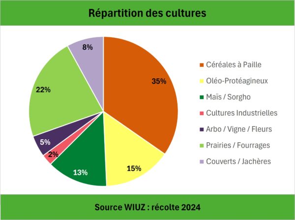 Répartition des cultures agricoles pour lesquelles la plateforme de Wiuz est utilisée